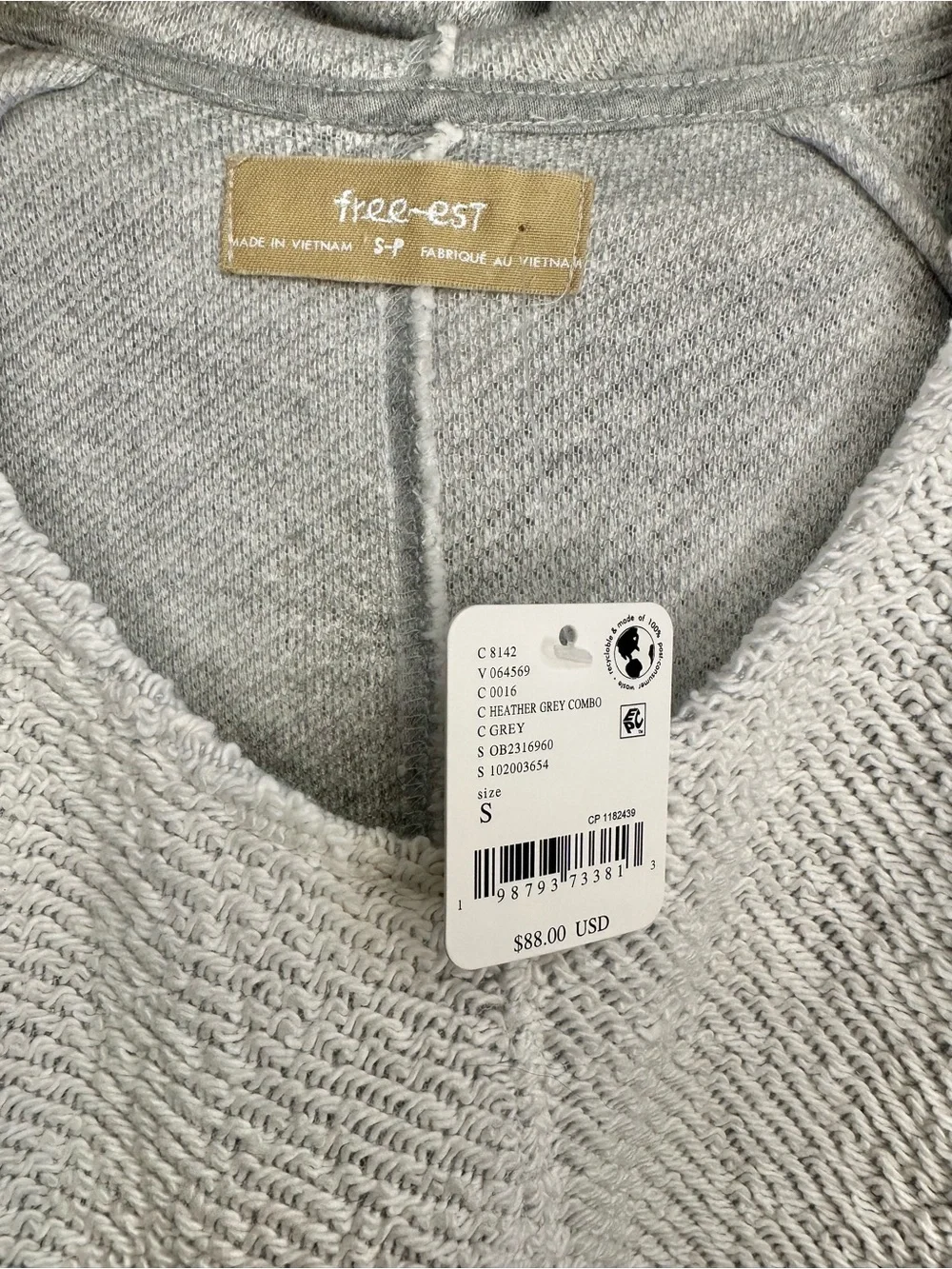 NWT Free People Free-est Simone Hoodie Sweatshirt Gray Oversized Cotton - Picture 4 of 8